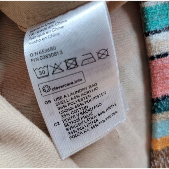 H&M Multicolor Vertical Stripe Fringe Hem Straight Mini Skirt Size US 6 - Picture 10 of 10